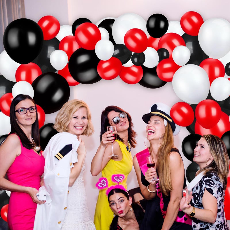 TecUnite 100 Pcs Red Black White Latex Balloons 13 Inch Colorful Round Balloons for Wedding Birthday Festival Racing Car Poker Card Party Decoration - Image 2